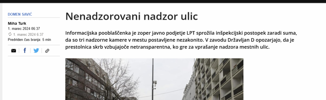 Komentar za Dnevnik na temo občinskih nadzornih kamer