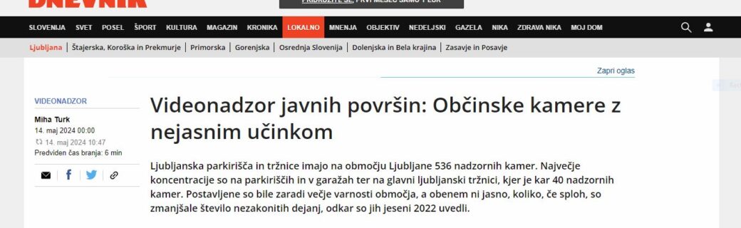 Komentar za Dnevnik na temo učinkovitosti javnega videonadzora
