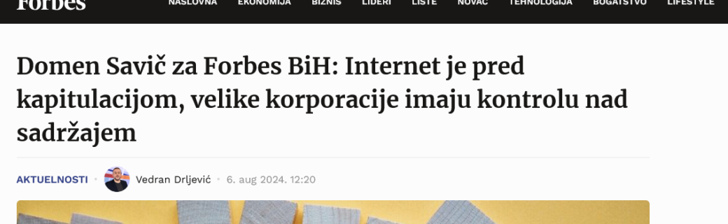 Komentar za Forbes na temo digitalnega fevdalizma